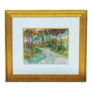 Late 20th Century Mc Boisson - Woodland Path, Watercolor on Paper For Sale