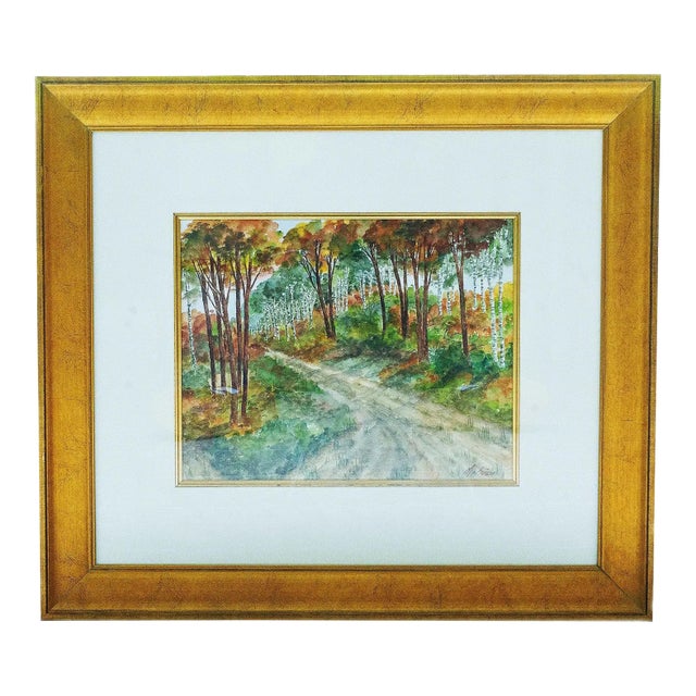 Late 20th Century Mc Boisson - Woodland Path, Watercolor on Paper For Sale