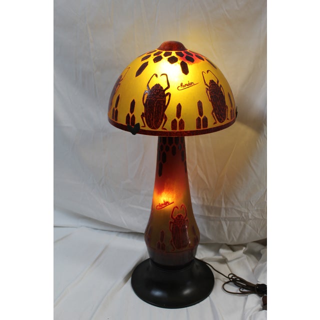 Glass 1990s Mid Century Modern Art Glass Table Lamp For Sale - Image 7 of 10