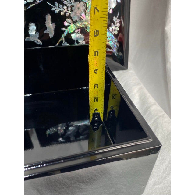 Late 20th Century Korean Mother-of-Pearl Lacquer Document Box With Birds & Blossoms For Sale - Image 13 of 16