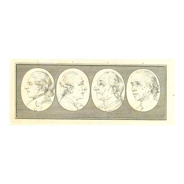 Thomas Holloway, Heads of Men, Original Etching, 1810 For Sale