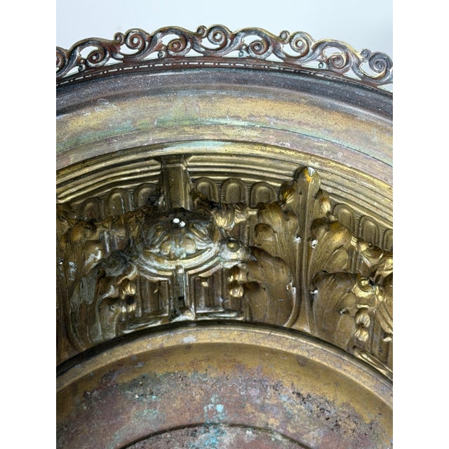 Antique 1800s French Brass Cachepot Planter With Repousse' Work 10" Diameter For Sale - Image 10 of 10