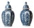 Blue and White Lidded Faience Urns by Tichelaar Makkum, 1930s, Set of 2 For Sale