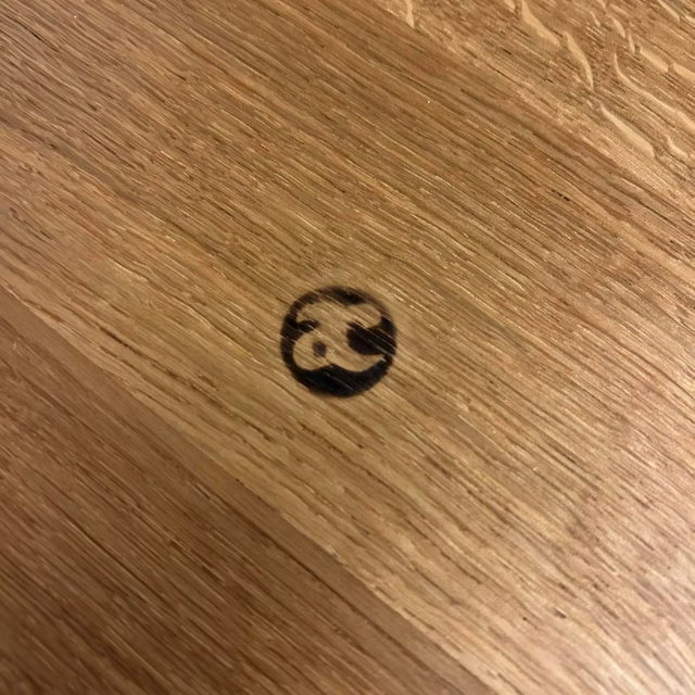 Brown Vintage Solid Oak Round Coffee Table For Sale - Image 8 of 8