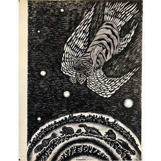 Michail Grobman, Large Post Soviet Non Conformist Russian Israeli Angel Lithograph Print For Sale