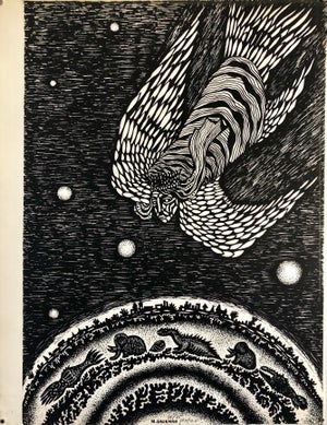 Michail Grobman, Large Post Soviet Non Conformist Russian Israeli Angel Lithograph Print