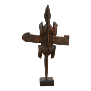 Large Carved Dogon Crocodile Door Guardian For Sale