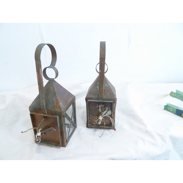Vintage Copper Lantern Sconces - A Pair For Sale - Image 4 of 4