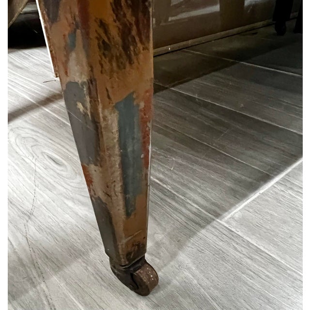 Industrial Industrial Style Handpainted Metal Dresser With Cheval Mirror For Sale - Image 3 of 7