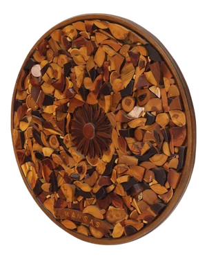 Round Wooden Wall Plaque Sculpture Sunburst