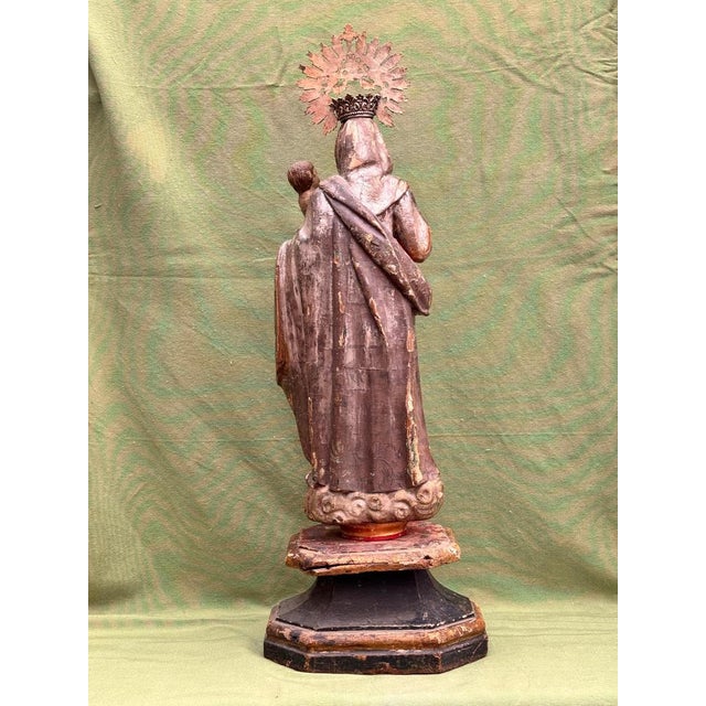 Virgin of La Antigua with Child in Polychrome Wood For Sale - Image 10 of 14