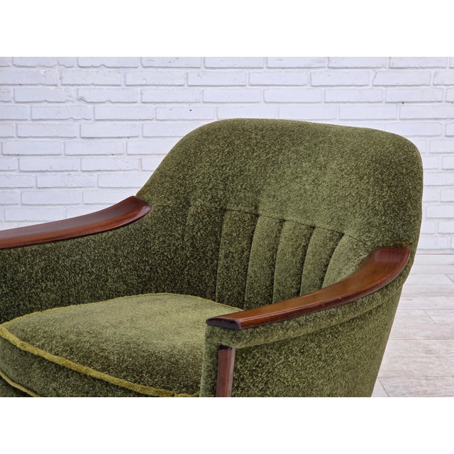Norwegian Armchair in Green Furniture Fabric and Teak Wood, 1970s For Sale - Image 17 of 18