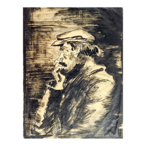 Early 20th Century Urban Portrait Ink Drawing