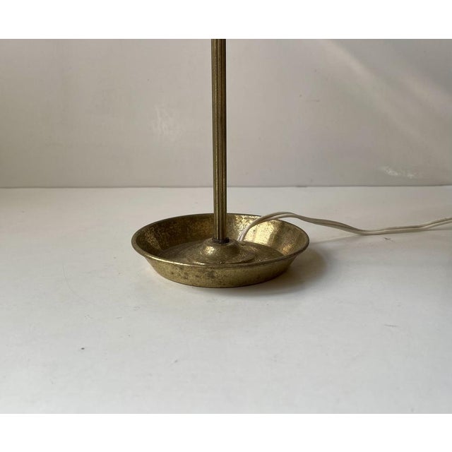 Vintage Hippie Table Lamp with Ashtray, Brass Base, & Wool Shade, 1970s For Sale - Image 6 of 10