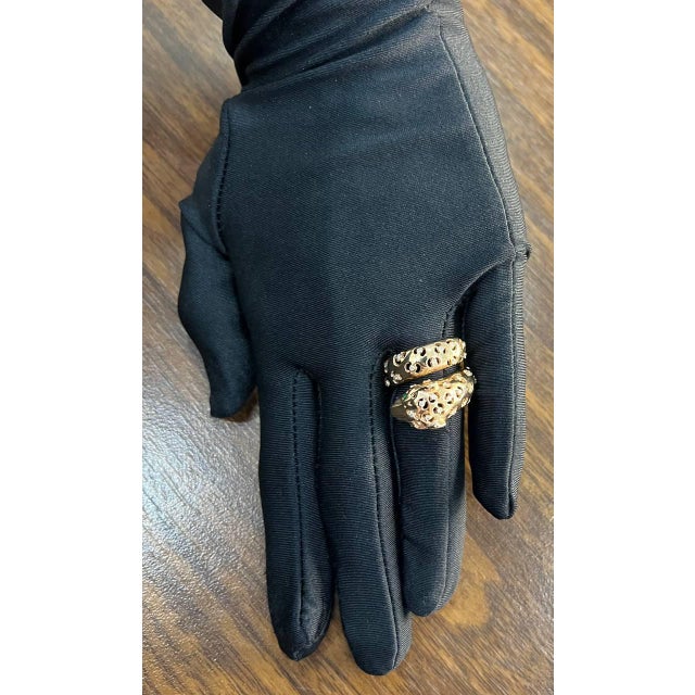 Leopard Jaguar Panther Lion Diamond Emerald 14k Rose Gold Statement Animal Ring, Size 7 For Sale - Image 12 of 14