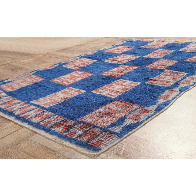 Blue Vintage Azilal Moroccan Rug, 04'02 X 07'04 For Sale - Image 8 of 10