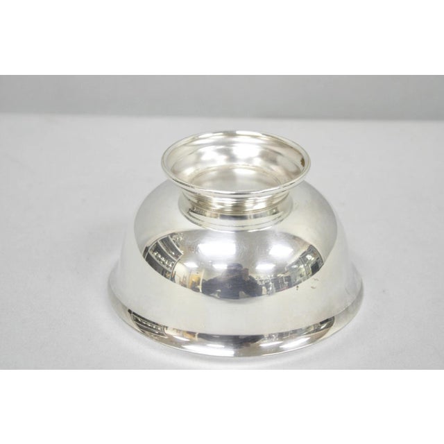 Vintage Mid Cerntury Modern Paul Revere Reed & Barton Style Small 5" Round Silver Plated Candy Dish For Sale - Image 9 of 11