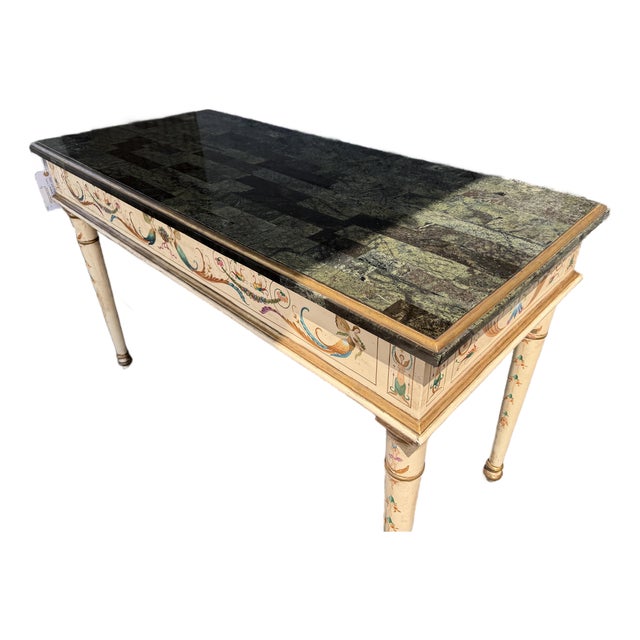 Vintage Venetian-Style Crème Peinte and Polychrome Console Table For Sale