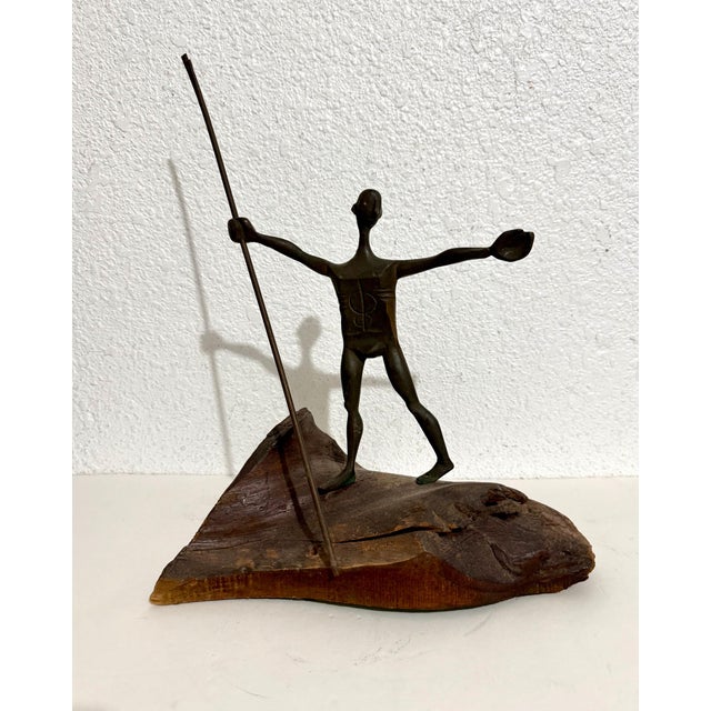 Milton Hebald, Milton Hebald Mid Century Bronze & Wood Sculpture Wpa Artist Modernist Americana For Sale - Image 9 of 12