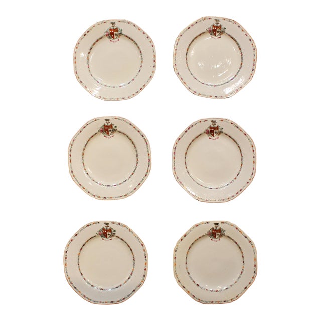 C. 1770 Ch'ien Lung Period Chinese Export Porcelain Set of 6 Plates For Sale