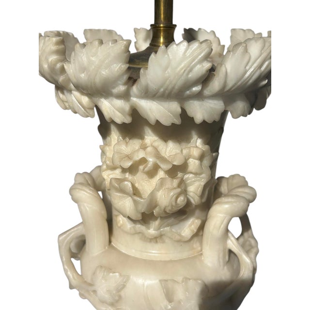 Pair of Italian Carved Alabaster Lamps For Sale In Raleigh - Image 6 of 9