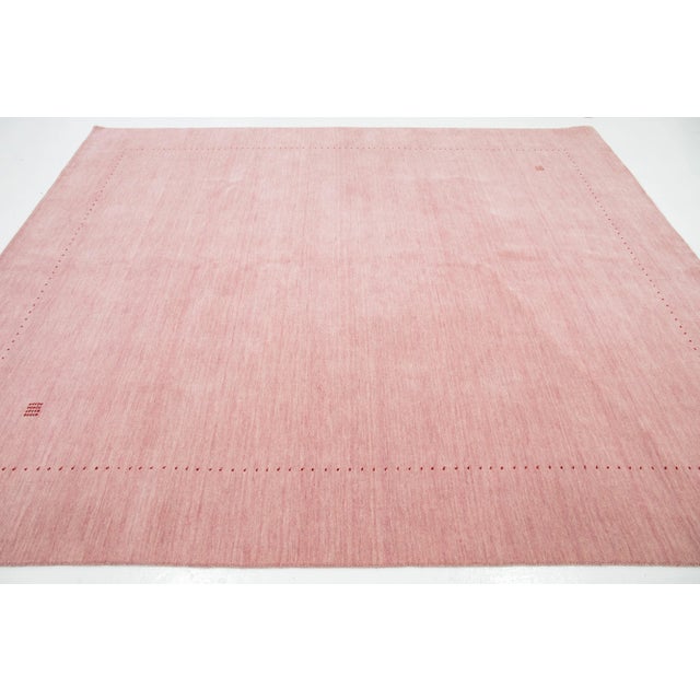 Pink Room-Size Modern Minimalist Hand-Loomed Gabbeh Wool Rug in Pink For Sale - Image 8 of 10