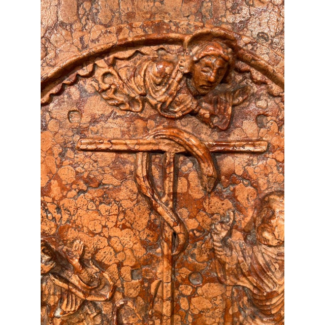 19th Century Moses & the Bronze Serpent Italian Marmo Rosso Di Verona Low Relief For Sale - Image 10 of 10