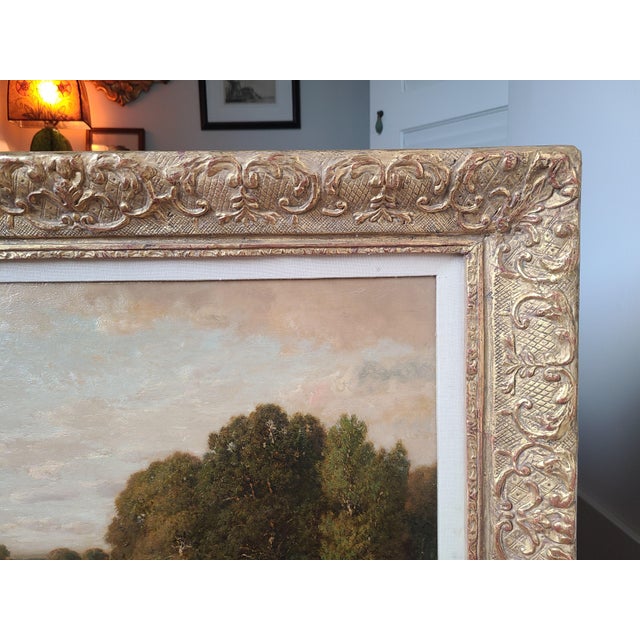 Claude E. Picault Antique Oil Painting 19th Century Pastoral Pond Landscape For Sale - Image 11 of 17