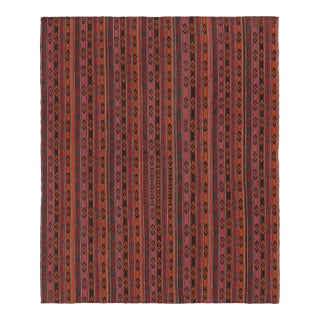 Vintage Persian Kilim, Vertical Stripes With Vibrant Tribal Motifs - Rug & Kilim For Sale