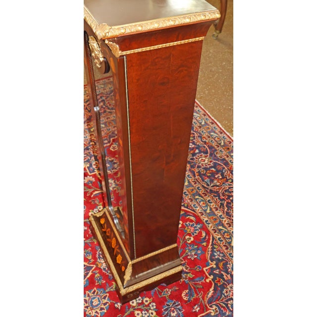 Wood Italian Louis XV Style Inlaid Glass Door Pedestal Cabinet For Sale - Image 7 of 10