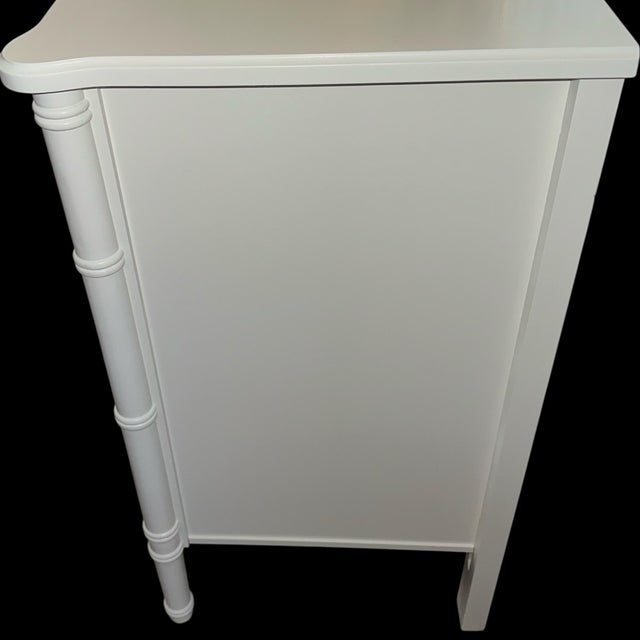 1960s Faux Bamboo Nine Drawer Dresser White Lacquer - Bali Hai Style For Sale - Image 4 of 9