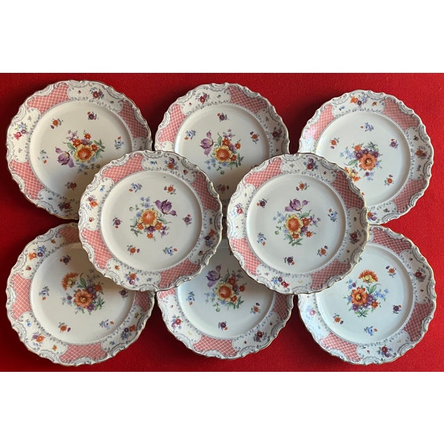 Schumann Bavaria Pink Lattice Porcelain 8" Plates Us Zone - Set of 8 For Sale - Image 10 of 11