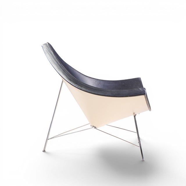 George Nelson for Vitra Mid Century Black Leather Coconut Chairs - Pair For Sale - Image 11 of 12