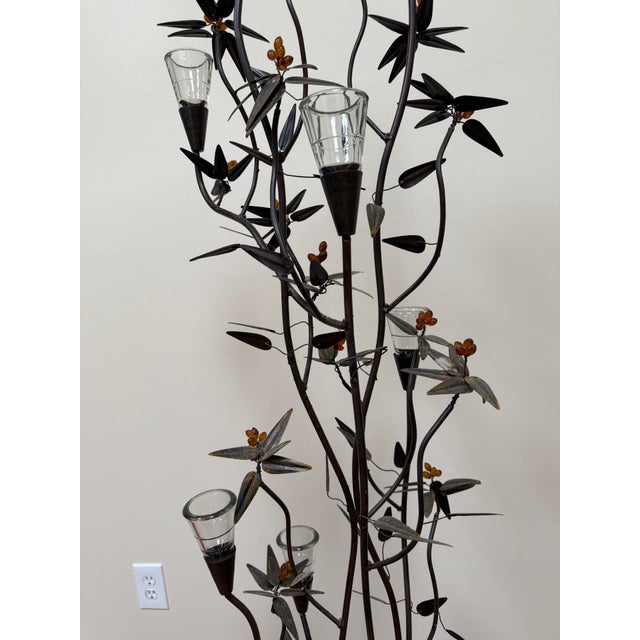 Black Vintage Wrought Iron Botanical Floor Candelabra For Sale - Image 8 of 18