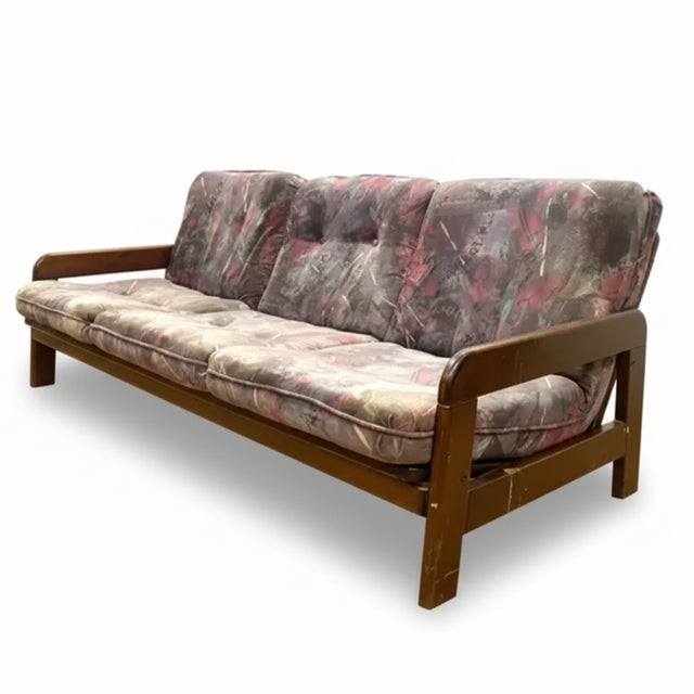 Mid-Century Modern Vintage Sofa in Wooden Frame, 1970s For Sale - Image 3 of 10