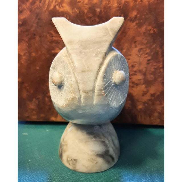 Stone Italian Alabaster Brutalist Mid Century Owl Figurine For Sale - Image 7 of 7