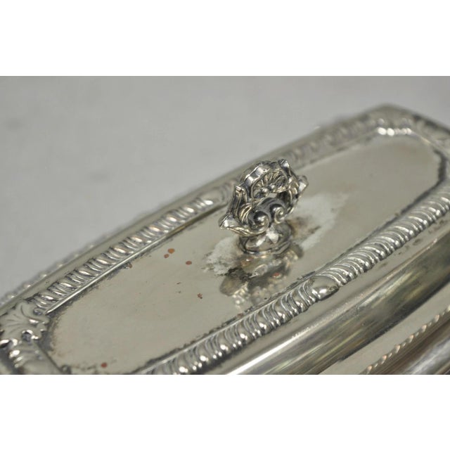 Vintage Victorian Silver Plated Repousse Covered Butter Dish W/ Glass Liner For Sale - Image 9 of 16