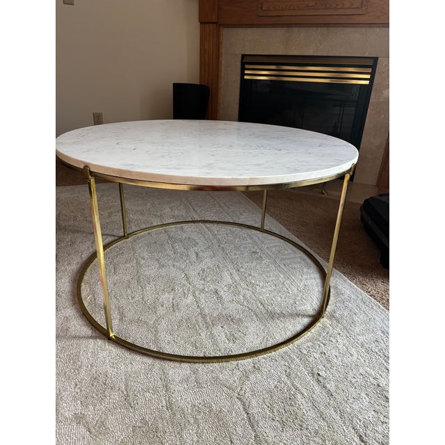Anthropologie Anthropologie Leavenworth Oval Marble Coffee Table For Sale - Image 4 of 5
