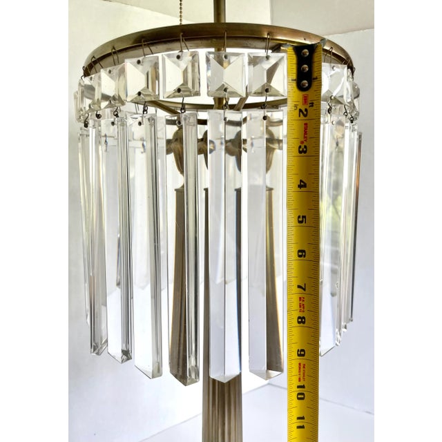 Hollywood Regency Crystal Brass and Marble Statement Lamp For Sale - Image 11 of 12