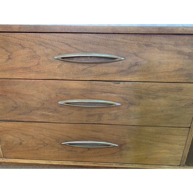 1960s Vintage Broyhill Sculptra Credenza | 3 Drawers | 2 Cabinets | Partially Refinished For Sale - Image 5 of 12