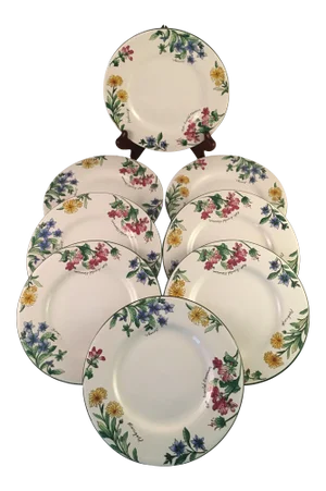 Marigold, Borage and Geranium Decorated Floral Appetizer or Dessert Plates - Set of 8