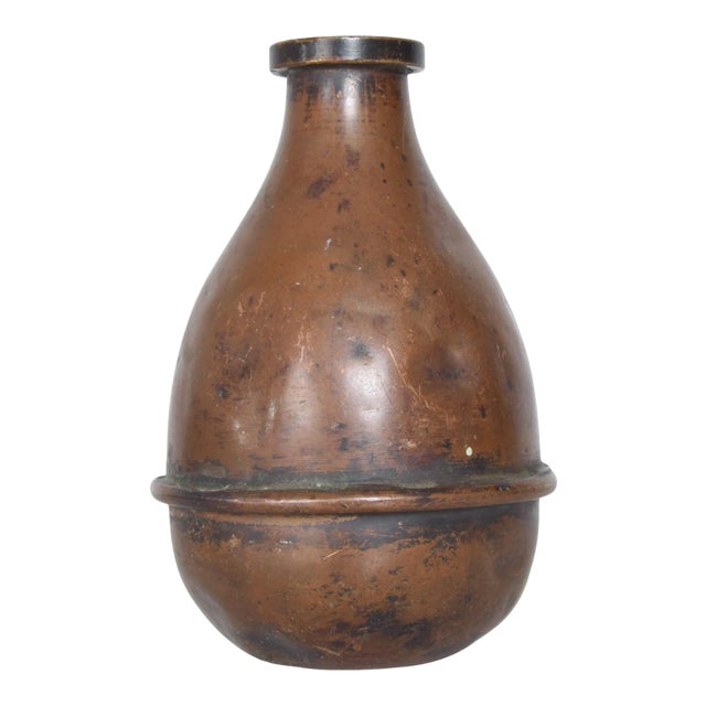 1940s Industrial Patinated Copper Bottle For Sale