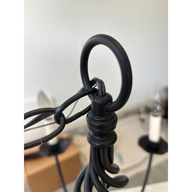 1990s Hubbardton Forge Hand-Forged Wrought Iron 6-Arm Candelabra Chandelier For Sale - Image 4 of 11