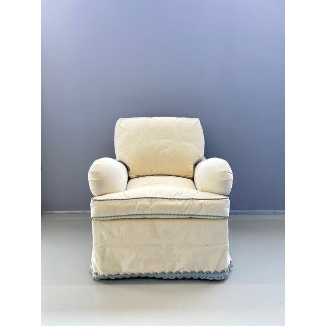 Cream Velvet Armchair by Dessin Fournir, 2010s For Sale - Image 3 of 14