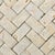 Honed and unfilled coralina travertine 1" x 2" dimensional herringbone decorative mosaic tile. Suitable for use in...
