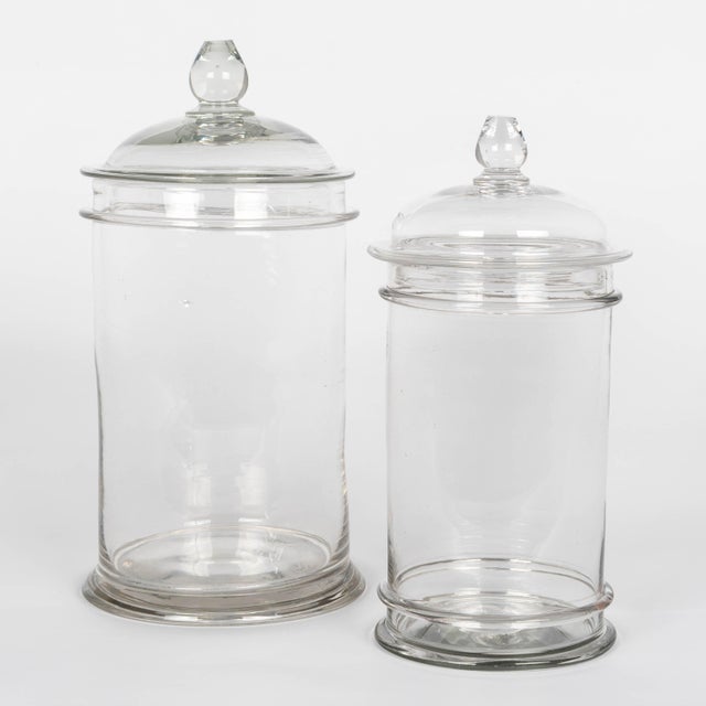 French Mid-Century Modern Glass Apothecary Jars, Set of 2 For Sale - Image 4 of 11