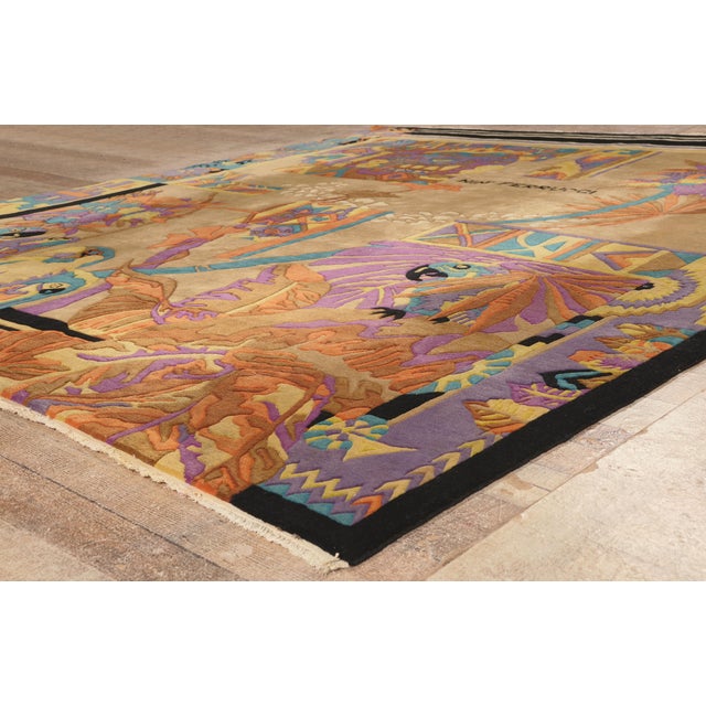Tan Vintage Pictorial Tibetan Rug, 08'06 X 09'09 For Sale - Image 8 of 10