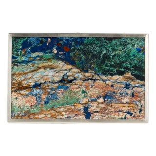 Hard Stone Plaque with Metal Frame For Sale