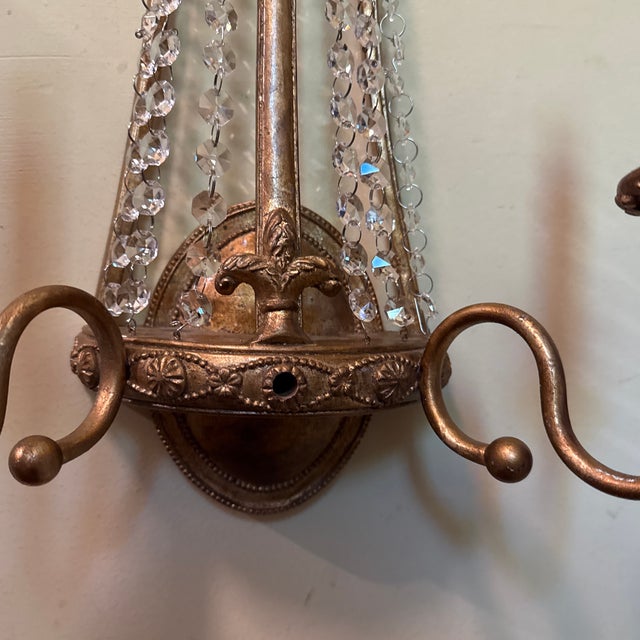 Sold individually, but a pair is available at time of listing. Beautiful, elegant electric two candle wall sconces in the...