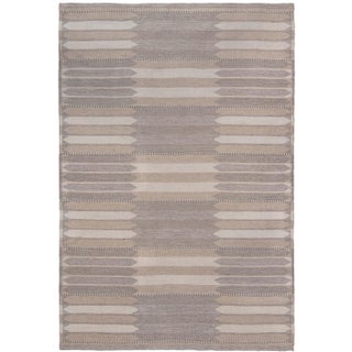 Doris Leslie Blau Swedish Mid-Century Striped Beige Flatweave Rug Double Sided For Sale